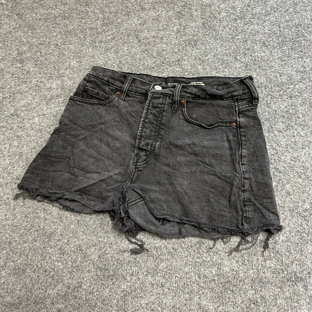 Old Navy Denim Shorts Womens Size 8 Black Sky-Hi A-Line Raw Hem Cutoff Casual